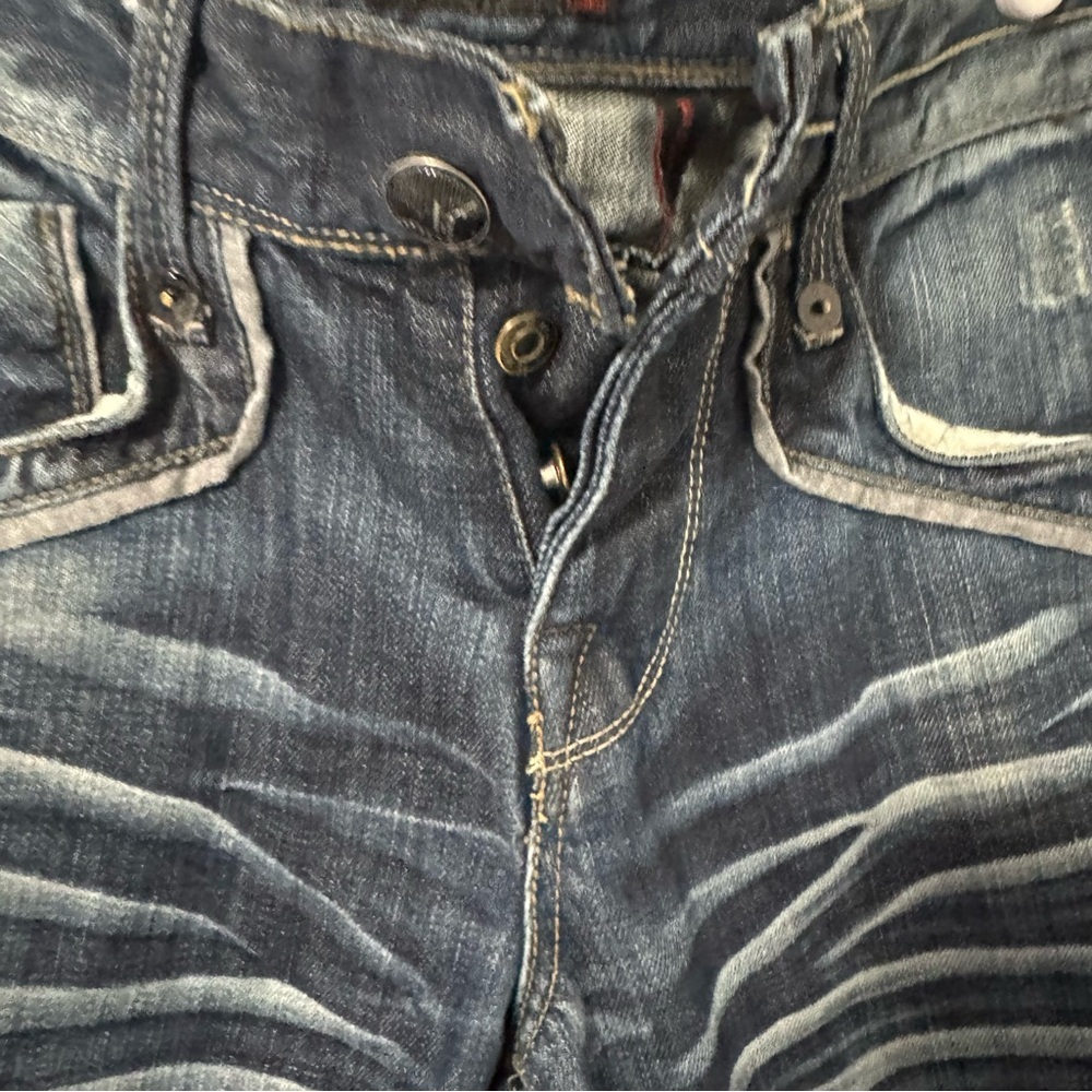 G by Guess Mens Sz 30 Whiskering Details Straight Leg Jeans Button Fly EUC - Picture 3 of 10